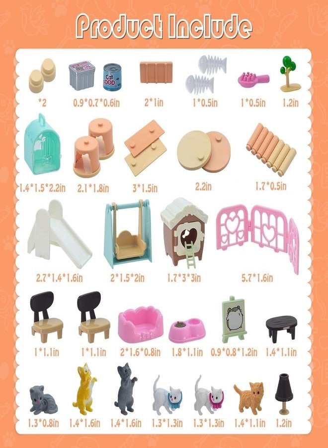 iselyn Pet Pretend Play Toys, 48Pcs Cat Figures Toys for Kids Realistic Detailed Cat Care Center with Accessories Toy Sets Educational Gifts for Kids Toddlers Girls Boys - Image 2